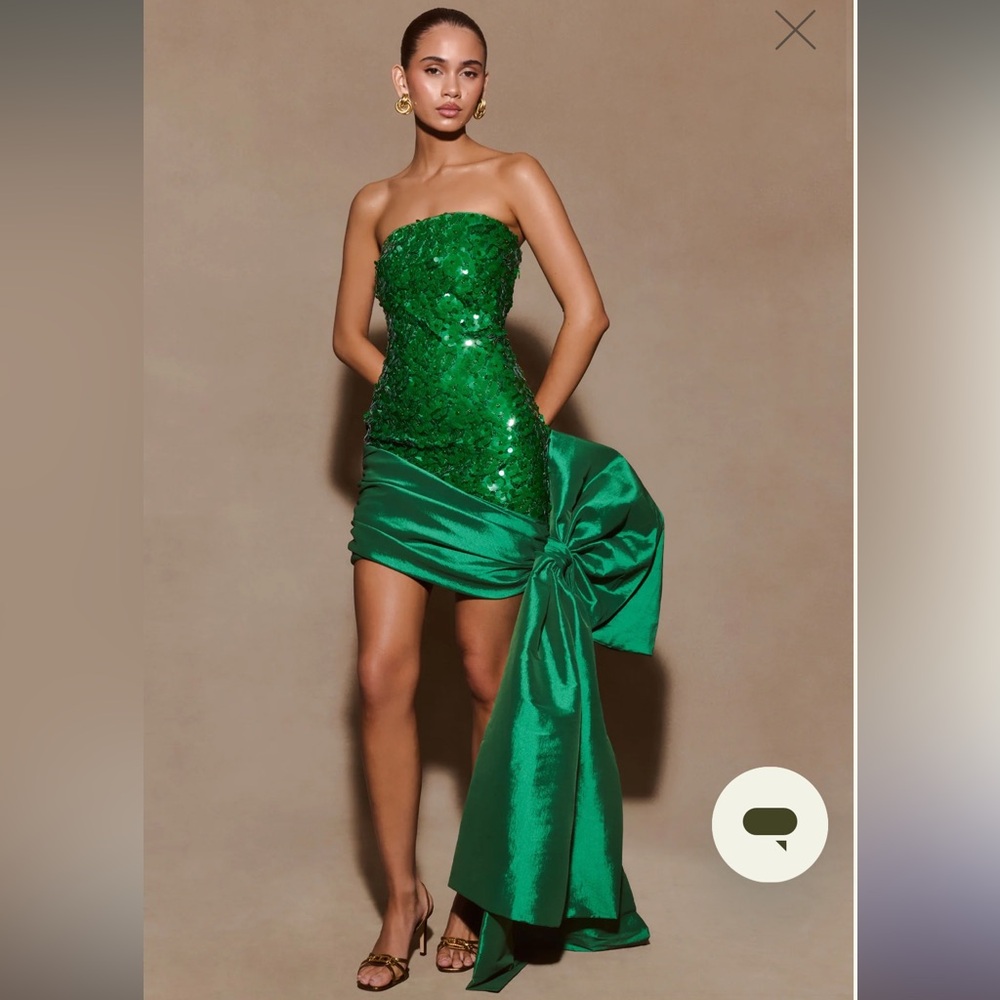 Meshki Strapless Emerald Sequin Dress